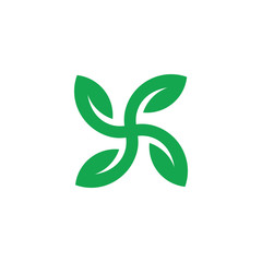 square geometric green leaf circle logo vector