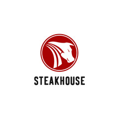 Vintage Cattle. Steak House / Beef logo design inspiration. Grill Restaurant emblem