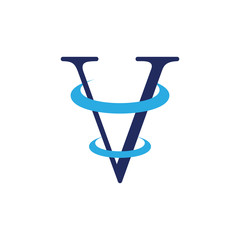 letter v circle rotate motion design logo vector