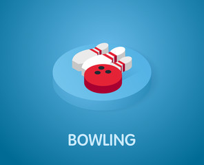 Bowling isometric icon. Vector illustration. 3d concept