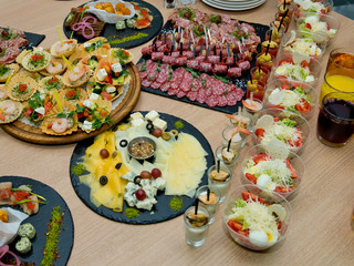 Beautifully decorated catering banquet table.