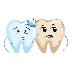 comic teeth break couple kawaii characters