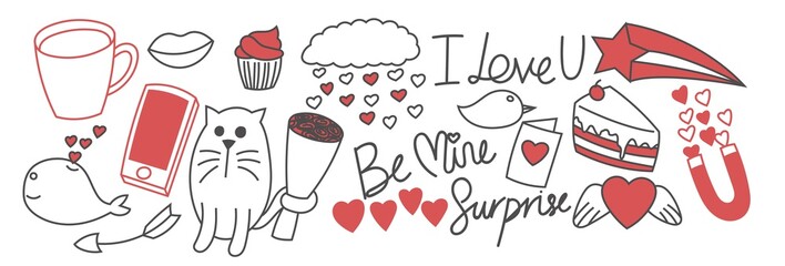 Cute cat proposal valentines day doodles 