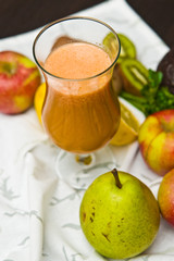 Homemade fruit juice in wine glass