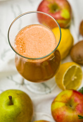 Homemade fruit juice in wine glass