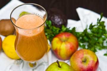 Homemade fruit juice in wine glass