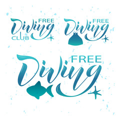 Free diving set logotype