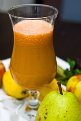 Homemade fruit juice in wine glass