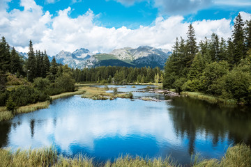 Mountain lake Nove Strbske pleso in National Park High Tatras, Slovakia