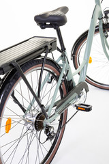 Fototapeta na wymiar closeup rear view of ebike electric bicycle under white background