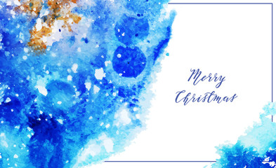 watercolor, beautiful abstract background,handmade lettering, Calligraphy. ''Merry Christmas'', card for you