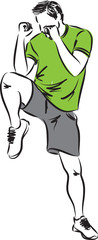 man cardio kick boxing illustration