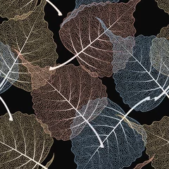 Printed kitchen splashbacks Skeleton leaves High detail skeleton leaf vector seamless pattern