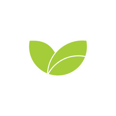simple geometric leaf plant circle logo vector