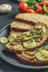 Delicious homemade whole grain rye sliced bread toast