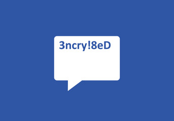 Encryption and encrypted message in chat bubble - protection and security of privacy and secrecy of communication on the internet and social networking site. Vector illustration