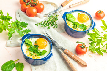 Portioned casserole from vegetables and eggs in Italian style