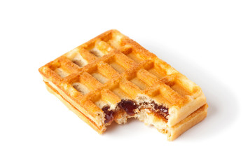 Traditional Belgian waffles, isolated on a white background, top view.