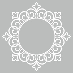 Decorative frame Elegant vector element for design in Eastern style, place for text. Floral grey border. Lace illustration for invitations and greeting cards