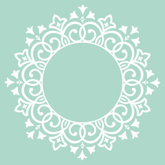 Decorative frame Elegant vector element for design in Eastern style, place for text. Floral blue border. Lace illustration for invitations and greeting cards