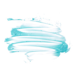 Green blue mask cream for face beauty care on white background isolation, top view