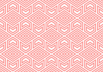 Abstract geometric pattern with stripes, lines. Seamless vector background. White and pink ornament. Simple lattice graphic design