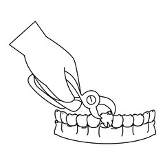dentist extracting tooth with pliers