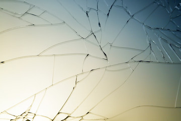 broken glass closeup, macro view of broken glass, cracked glass, toned