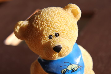 Close-up of a toy bear with friendly face 