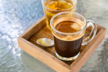 Black Coffee on Glass Table