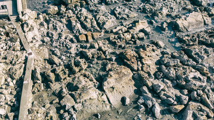 Sea rocks as seen from a drone, downward. view