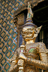 Wat phra kaew deamon guard sculpture kings palace ancient temple