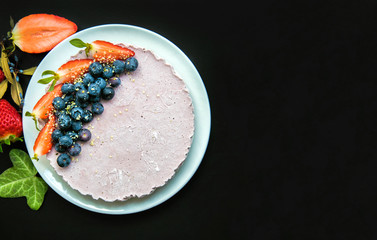 Vegan, raw carrot cake. Healthy food. Grey stone background Top view Copy space. Selective focus