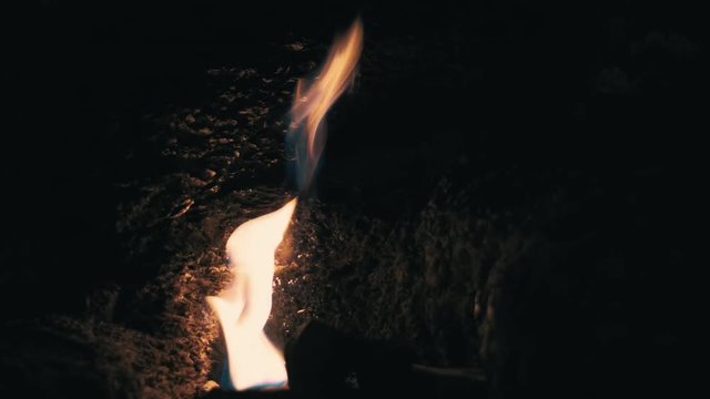 Unique natural phenomenon. Burning gas on mount Chimera in Turkey