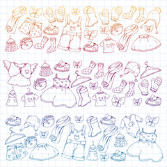 Children clothes. Background for babies, kids patterns.