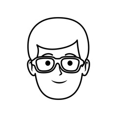 young man head with glasses avatar character