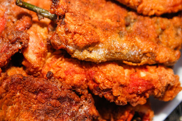 Roasted breaded paprika on white ceramic plate