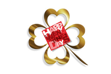 Valentine's day design with four leaf lucky clover leaf 