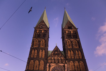 View from Bremen, famous german city at the state of Bremen, Germany.