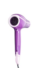 Pink hair dryer isolated on the white background