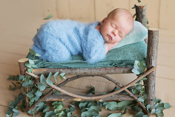 newborn boy  sleeping at home