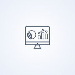 Online analytics and statistic, vector best gray line icon