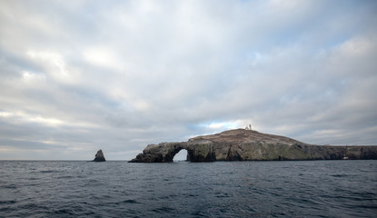 Anacapa Islands Arch Rock and lighthouse at Channel Islands National Park off the coast of California United States