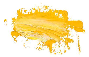 Textured yellow oil paint brush stroke, isolated on white background. EPS10 vector illustration.