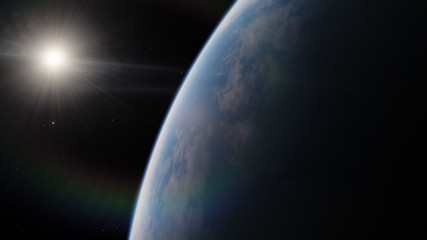 Near, low earth orbit blue planet. this image elements furnished by NASA