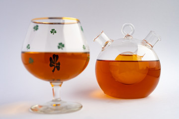 Shamrock Whiskey Glass And Pourer 