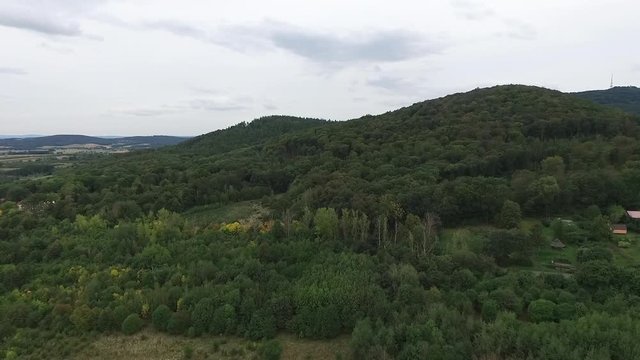 Footage of drone hovering above Sobotka village in Poland. Video was filmed during autumn 2018