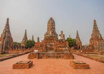 Naklejka premium Ayutthaya,Thailand - 50 km North of Bangkok, a Unesco World Heritage. Here in particular one of the numerous temples and shrines of the historical park