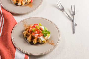 Fresh egg waffles dessert