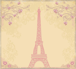 Fototapeta na wymiar Vintage retro Eiffel tower abstract card